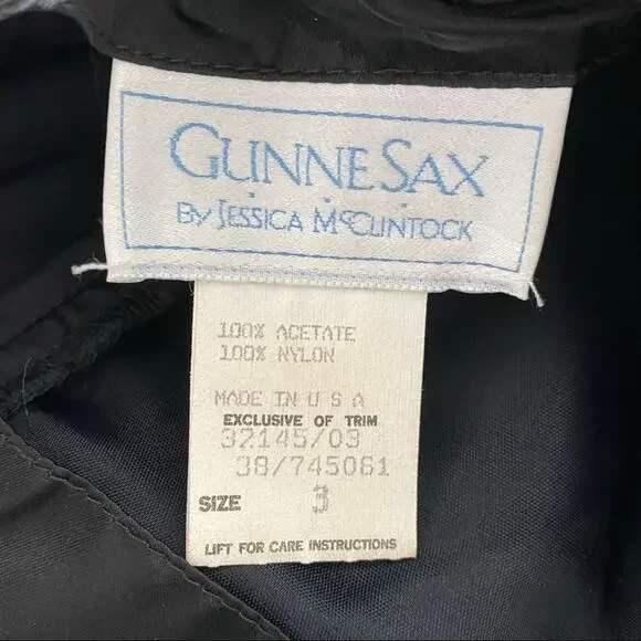 Vintage 1980s Gunne Sax formal prom dress strapless black white bow 3 - Picture 5 of 11